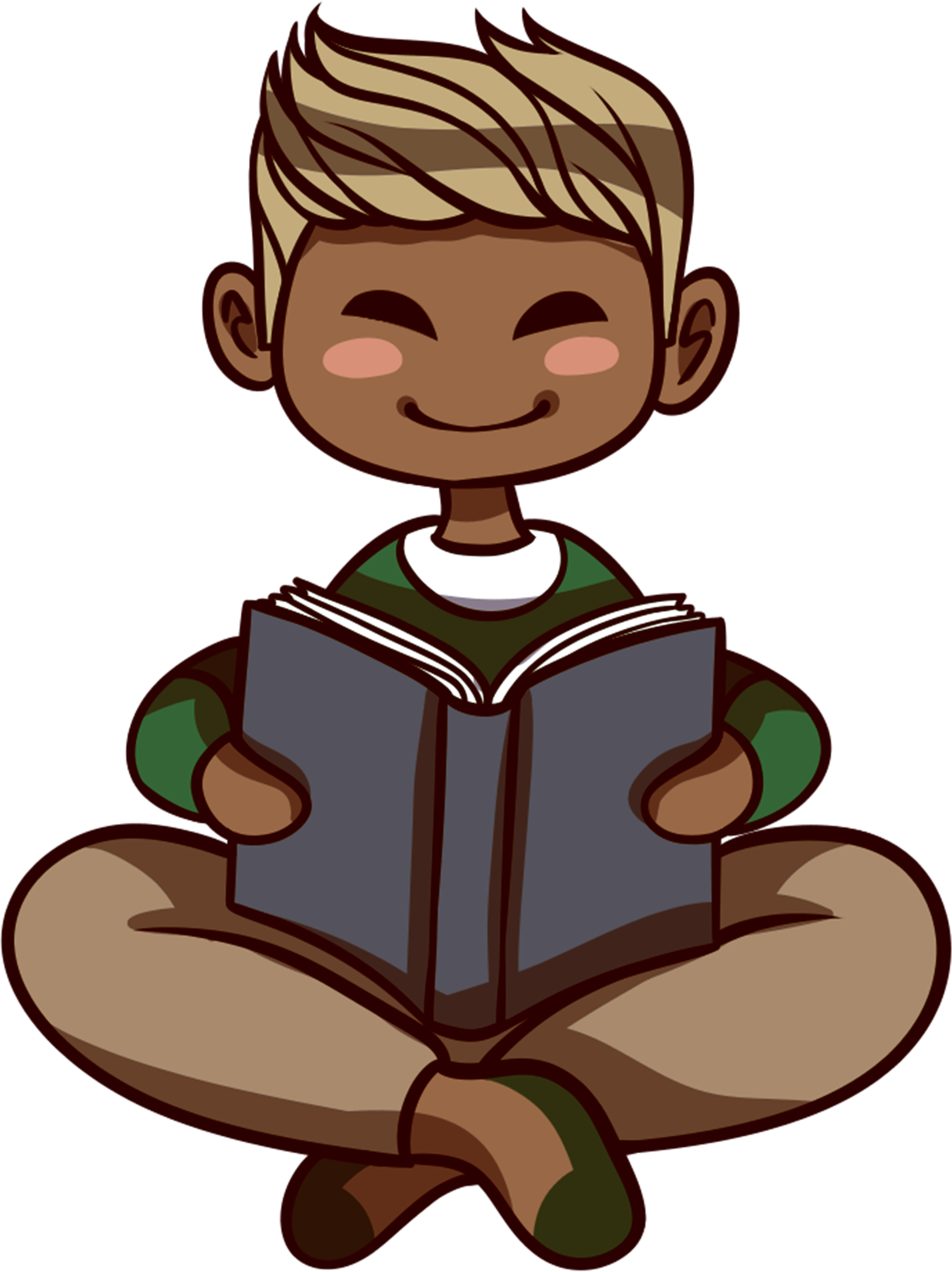 Boy Happy Reading - Sitting (2500x2500), Png Download