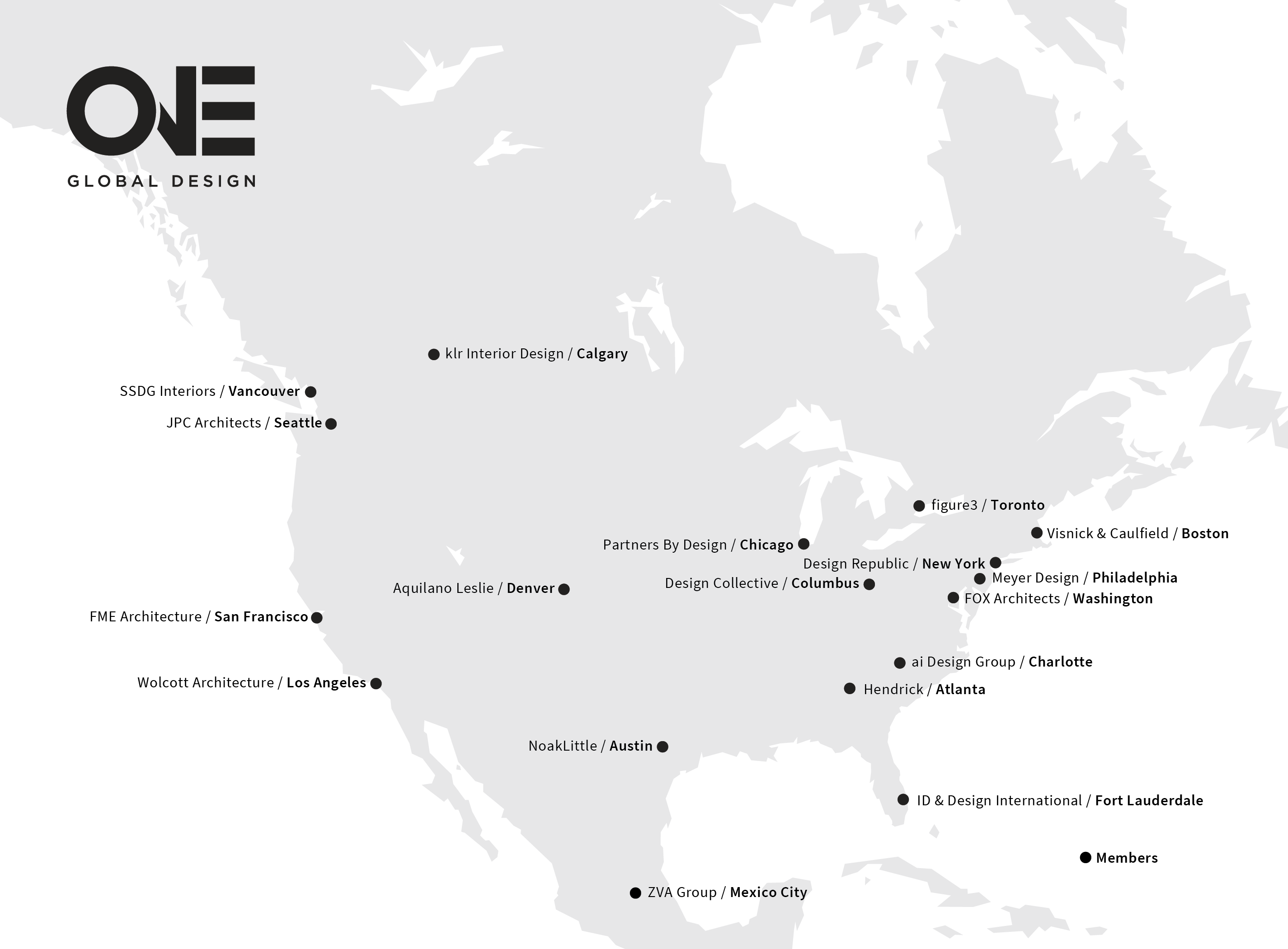 Through The One Global Design Network, We Establish - North America White Png (2850x2100), Png Download