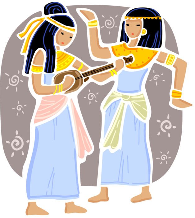 Vector Illustration Of Ancient Egypt Musician Plays - Cartoon (628x700), Png Download