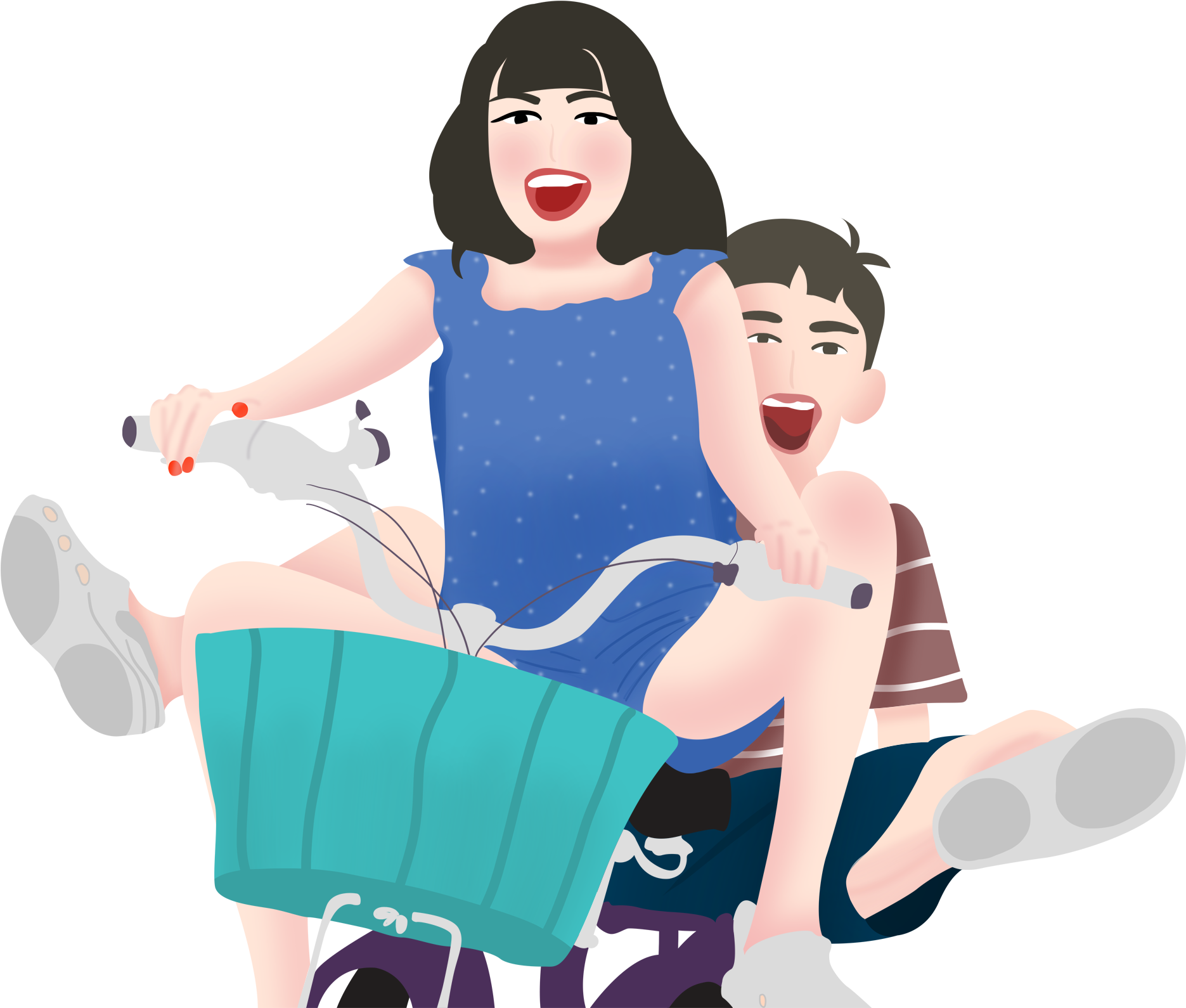 Couple Cartoon Biking Png And Psd - Sitting (2000x2000), Png Download