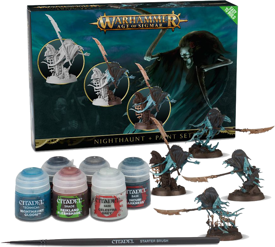 También Viene Una Guía De Pintura Fácil De Seguir - Warhammer Nighthaunt Paint Set (904x832), Png Download