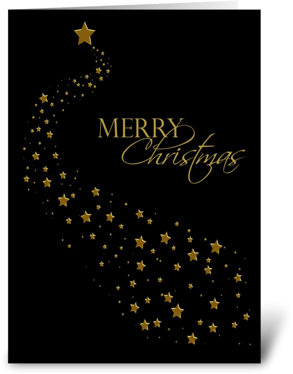 Gold Stars, Black, Christmas Greeting Greeting Card - Merry Christmas (700x792), Png Download