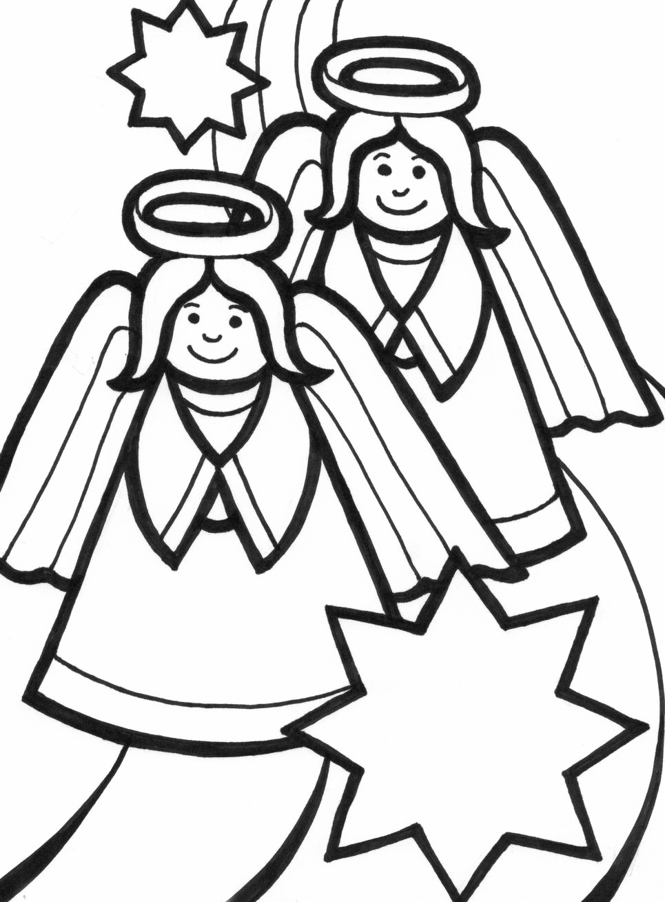 Free Coloring Pages Angels - Coloring Sheet Christmas Angel (965x1308), Png Download