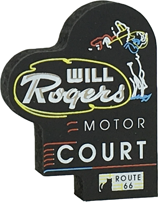 Rt 66-will Rogers Motor Court Neon Sign, Tulsa, Ok - Label (1000x833), Png Download