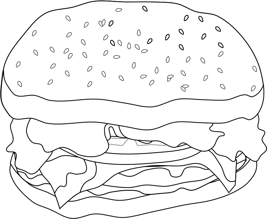 Picture Black And White Stock Burger Clipart Black - Illustration (999x899), Png Download