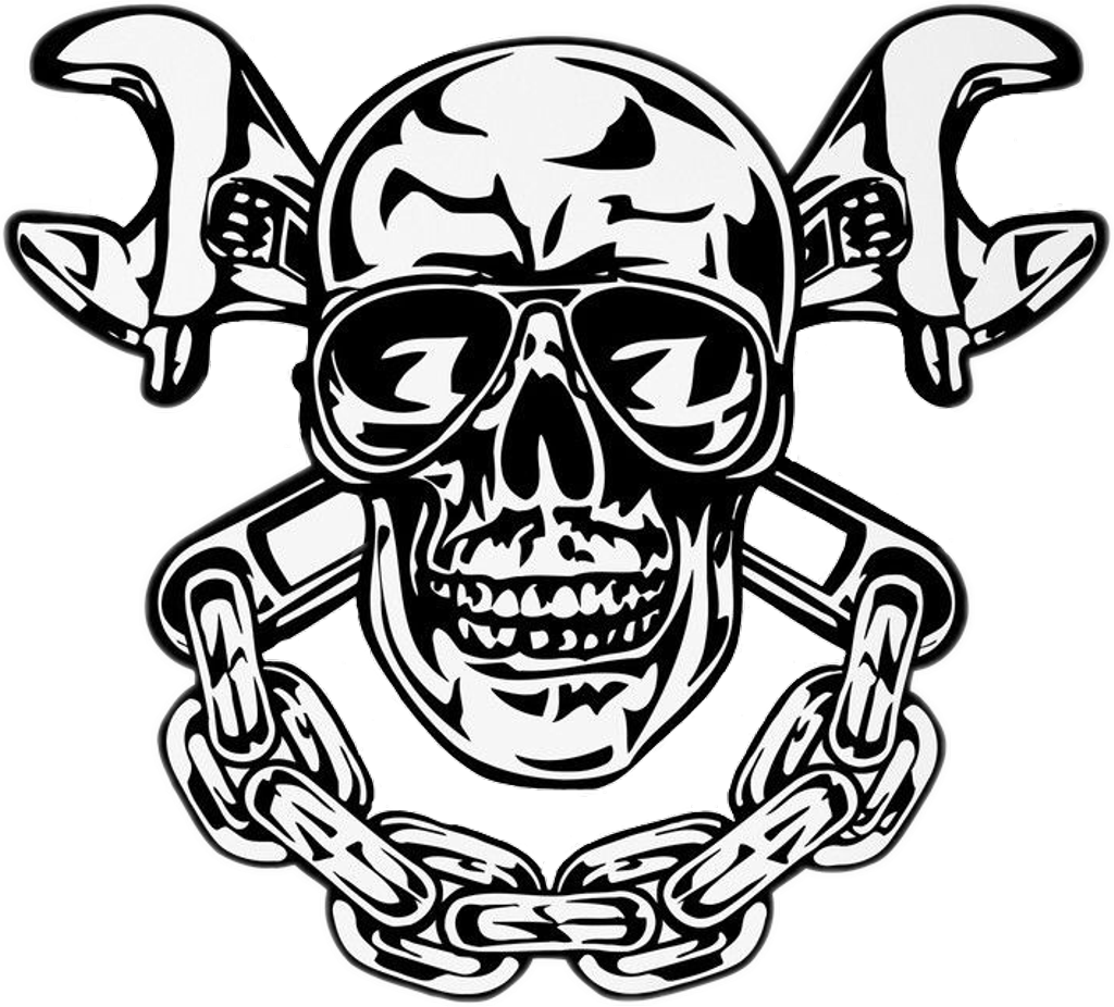 Skull Sticker - Clipart Skull And Piston (1024x926), Png Download