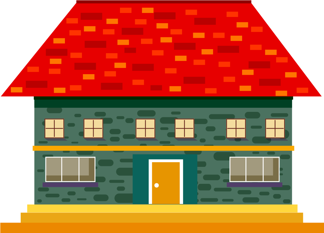 Tiles Clip Art Cartoon Transprent Png Building - Brick House Cartoon Png (1047x996), Png Download