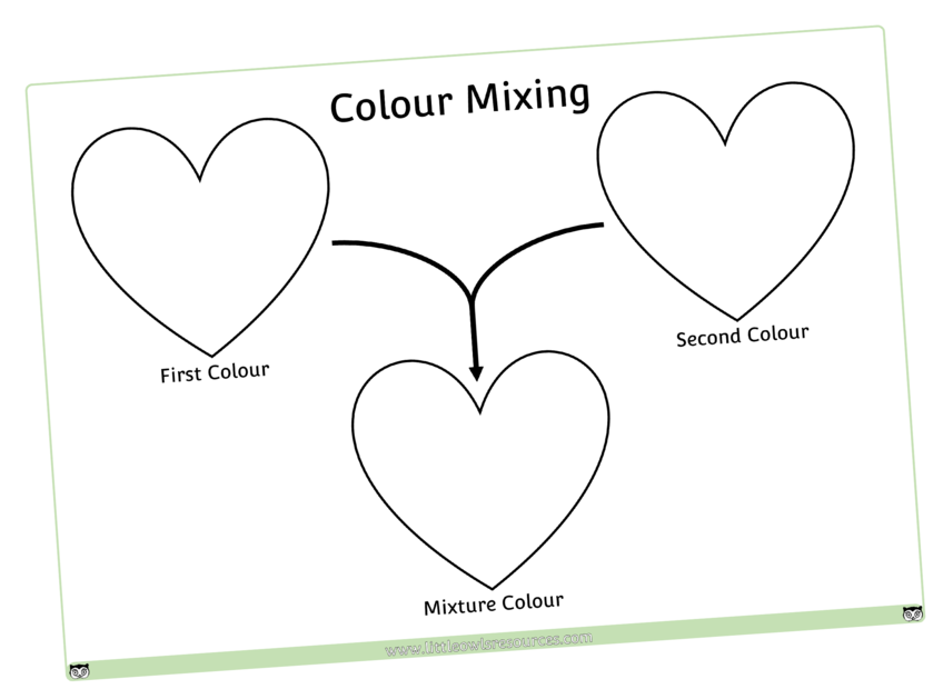 Free Colour Mixing Hearts Printable Early Years/ey - Heart (1000x667), Png Download