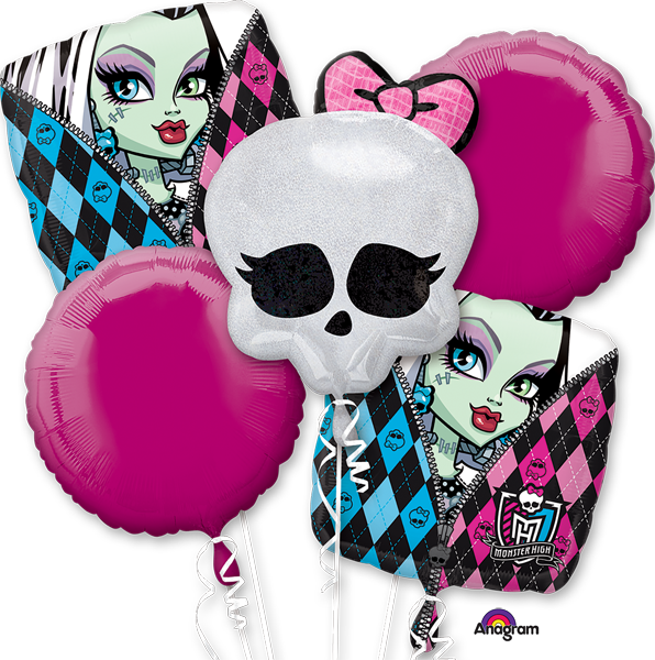 Monster High Balloon Bouquet - Foil Balloon Monster High (596x600), Png Download
