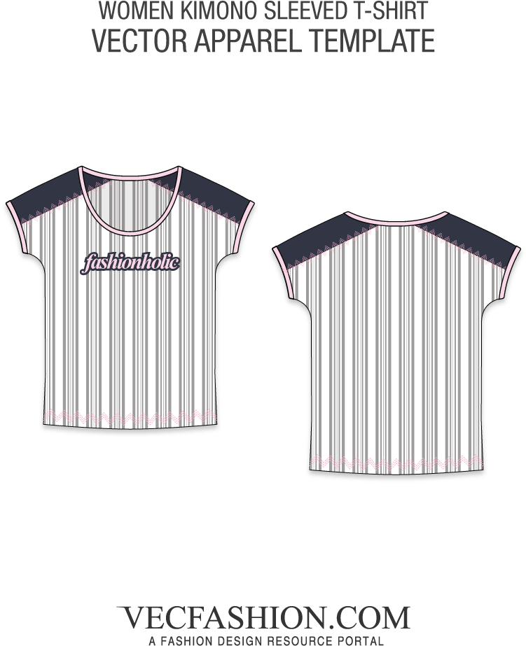 Kimono Sleeve Striped T-shirt Template - Stripe T Shirt Template (1000x1000), Png Download