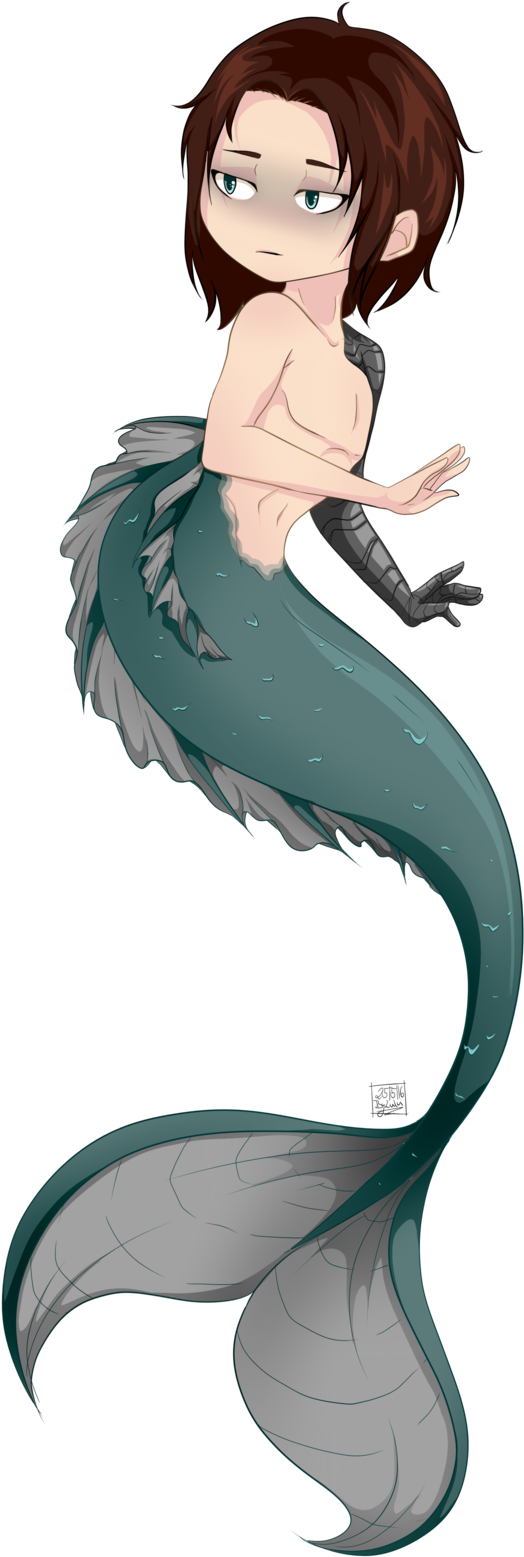1024 X 1624 2 - Bucky Barnes As A Mermaid (1024x1624), Png Download