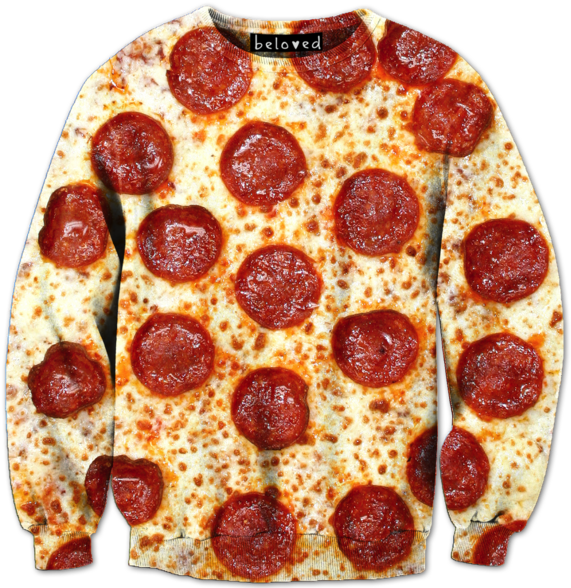 Pepperoni Pizza Sweatshirt - Kids Pizza Shirt (600x591), Png Download