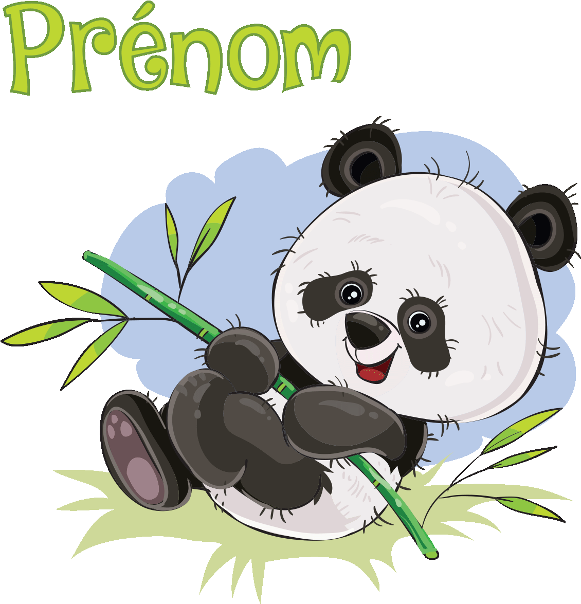 Sticker Prenom Personnalise Bebe Panda Et Son Bambou - Bamboo Cartoon (1200x1200), Png Download