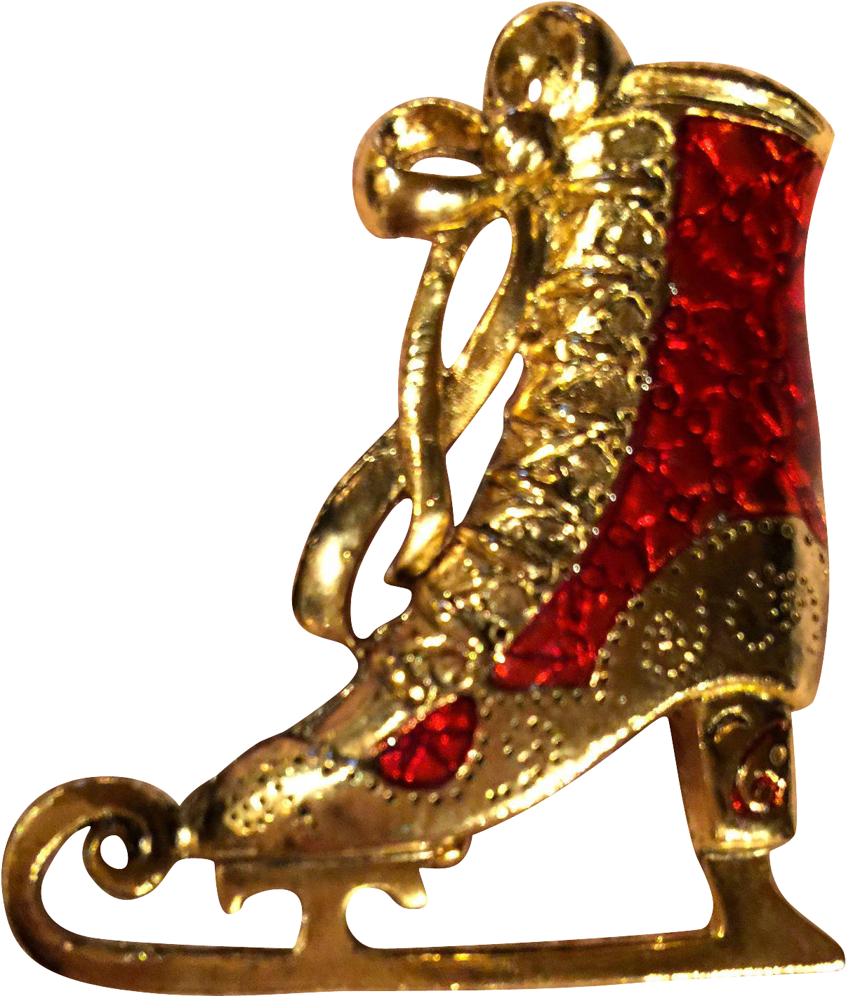 Gold Tone Christmas Ice Skate Pin - Figure Skate (1418x1418), Png Download