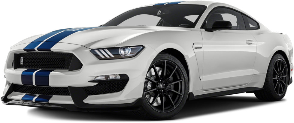 Automatic Emergency Braking To Become Standard Equipment - 2017 Shelby Gt350 White With Blue Stripes (1024x676), Png Download
