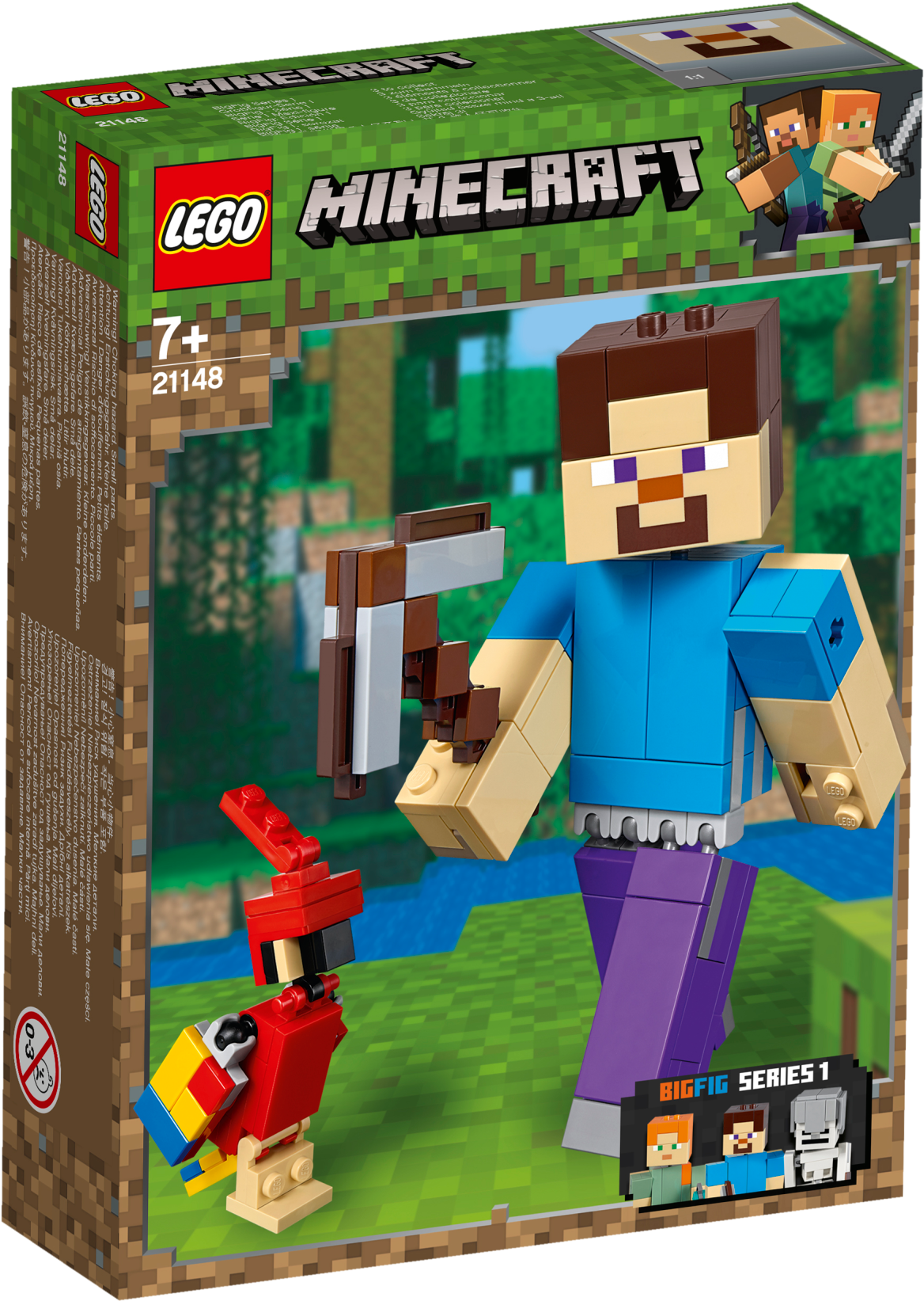 Download Hd Lego Minecraft Steve Bigfig With Parrot Transparent Png Image Nicepng Com