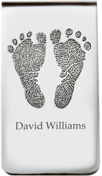 2 Baby Feet Footprints Money Clip - Footprint (600x600), Png Download