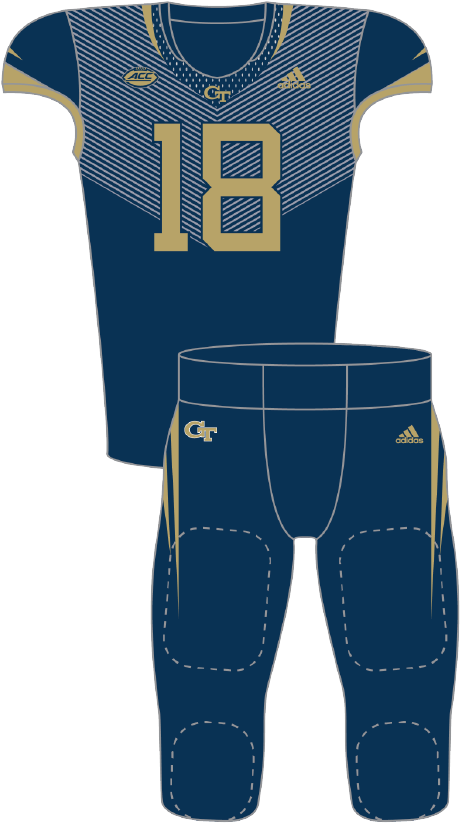 Georgia Tech 2018 Blue Uniform - Sports Jersey (490x833), Png Download