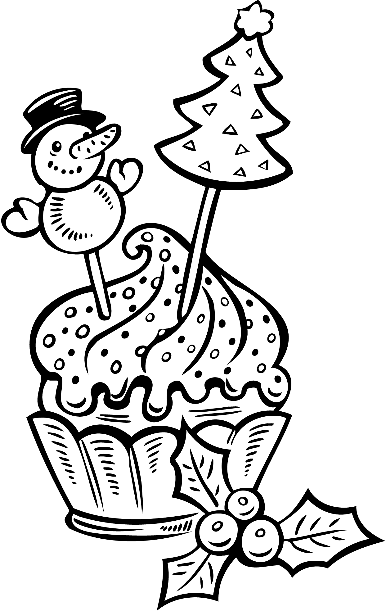 Christmas Cake Coloring Page With Printable Cup Pages - Boże Narodzenie Świąteczna Kolorowanka (1244x1968), Png Download