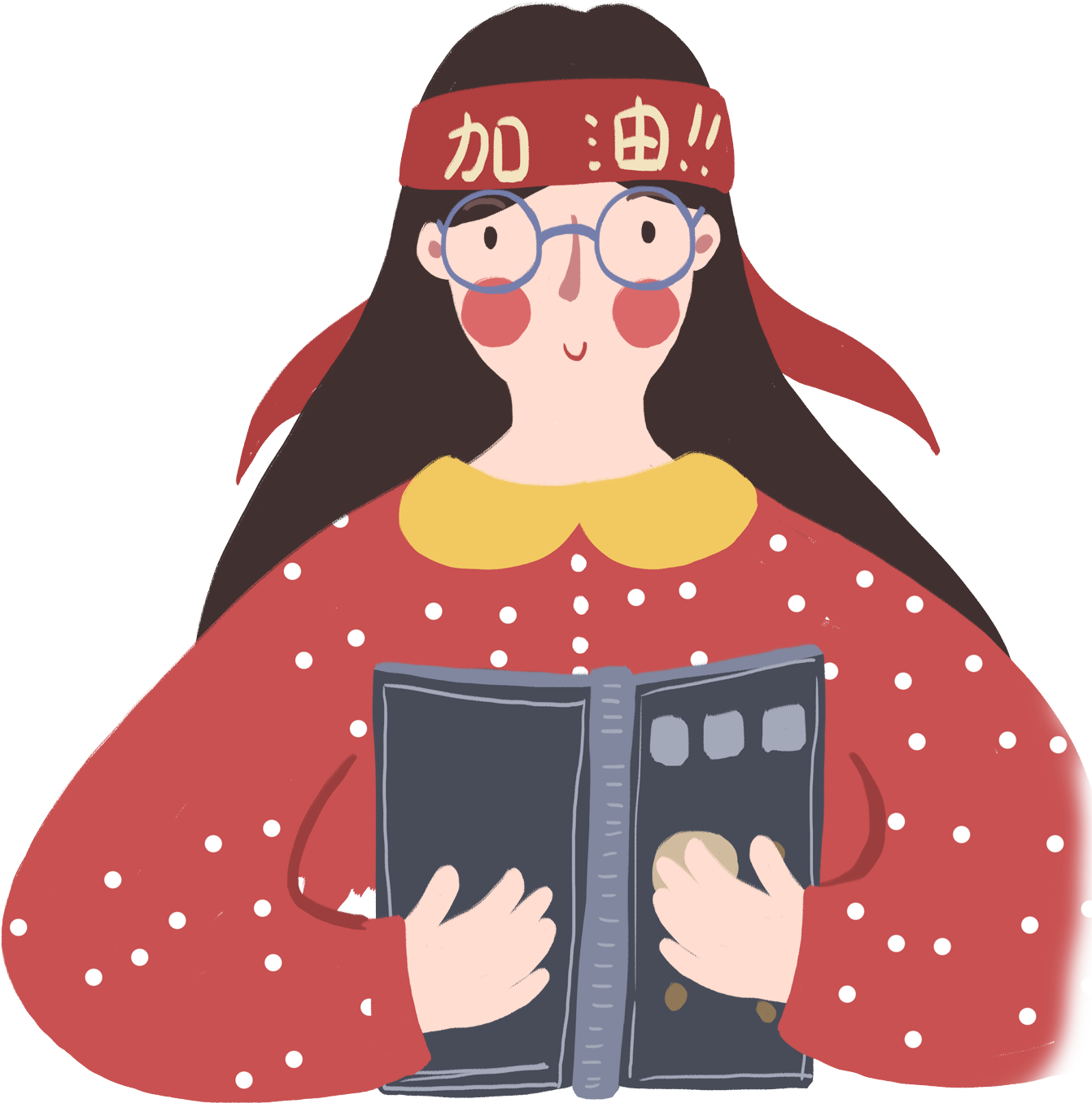 Postgraduate Review Girl Cartoon Png And Psd - Illustration (2000x2000), Png Download