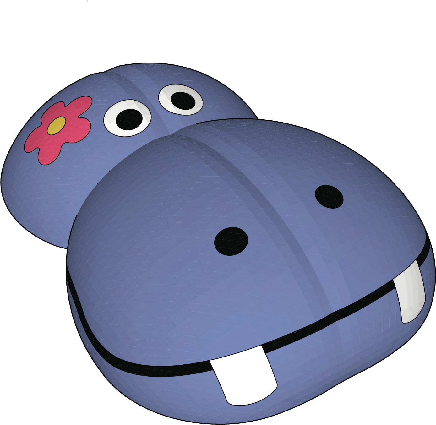 3d Miss Hippo - Cartoon (3000x1716), Png Download