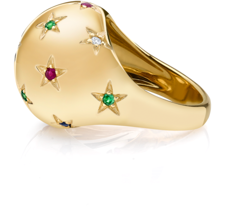Diamond And Tri Color Star Bombe Ring - Diamond (600x600), Png Download