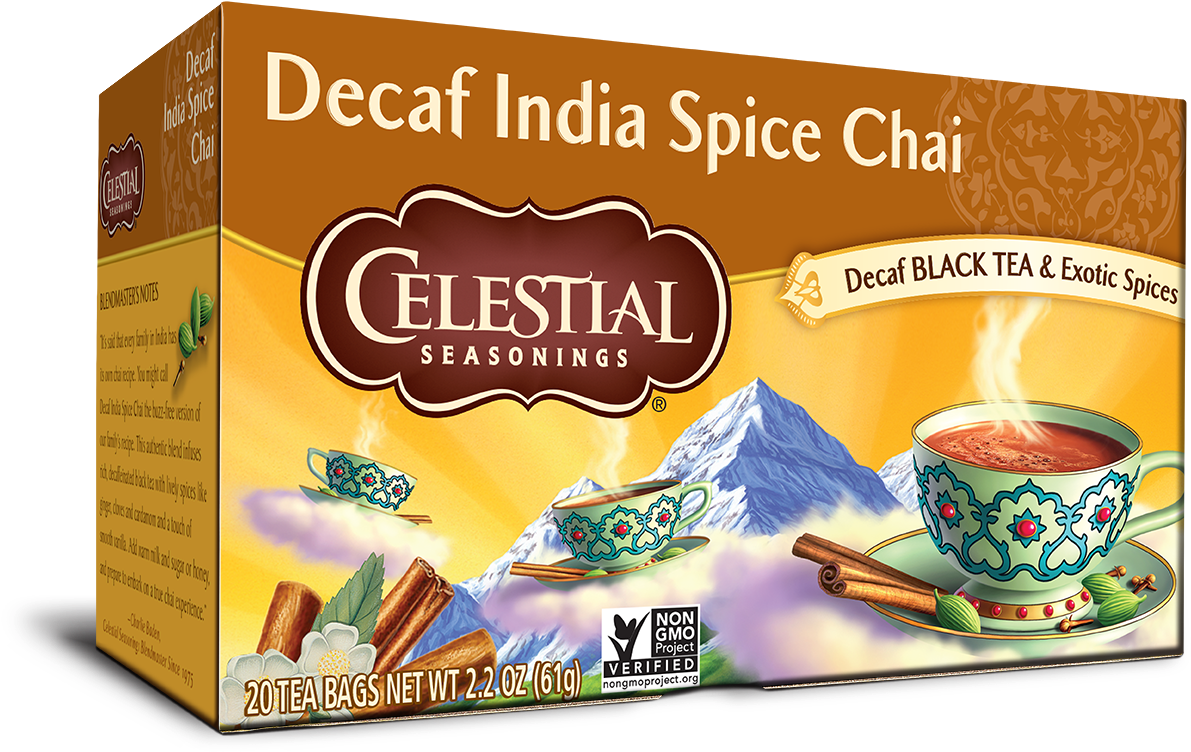 Decaf India Spice Chai Tea, 20 Bags - Celestial Seasonings Tea (1280x752), Png Download