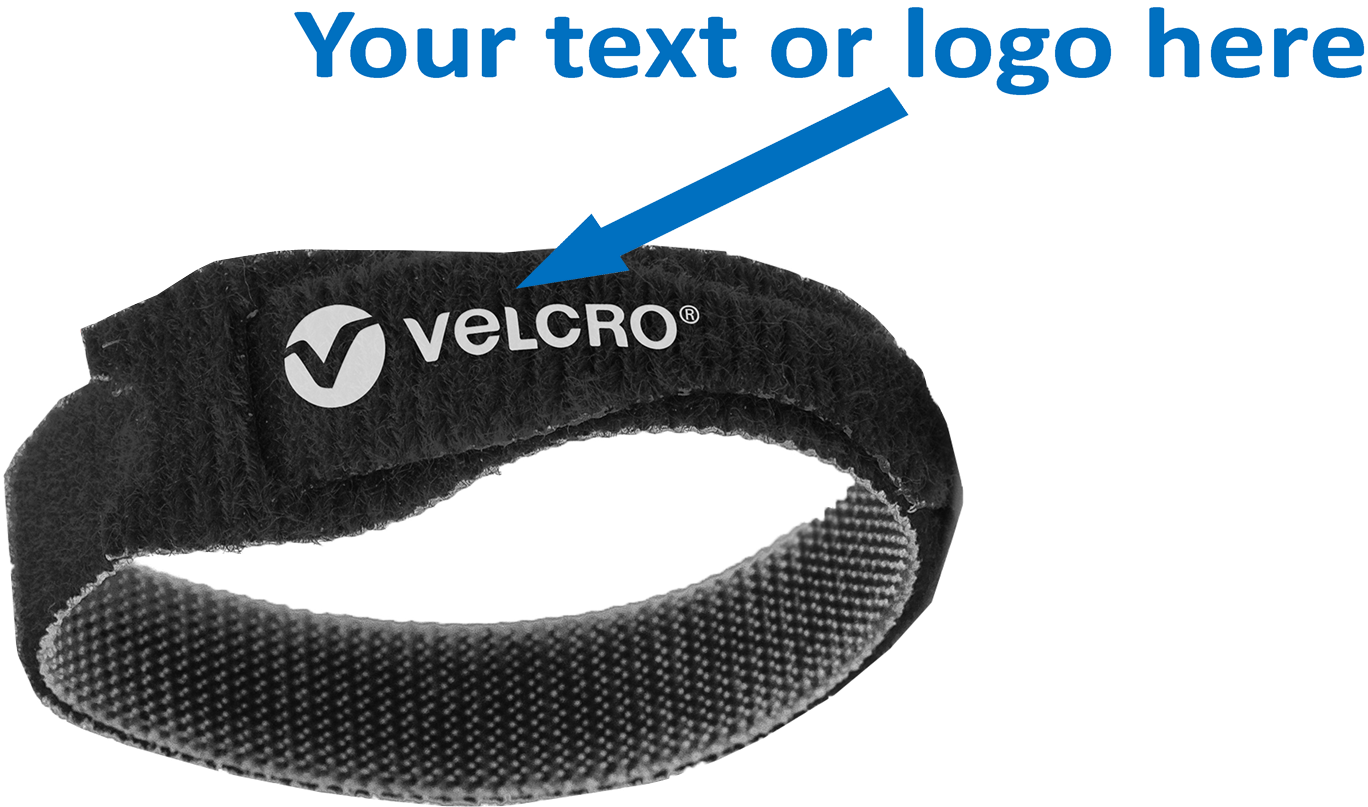 Black 200mm X 13mm Cable Ties With Logo On - Velcro Tie Wraps (1506x891), Png Download
