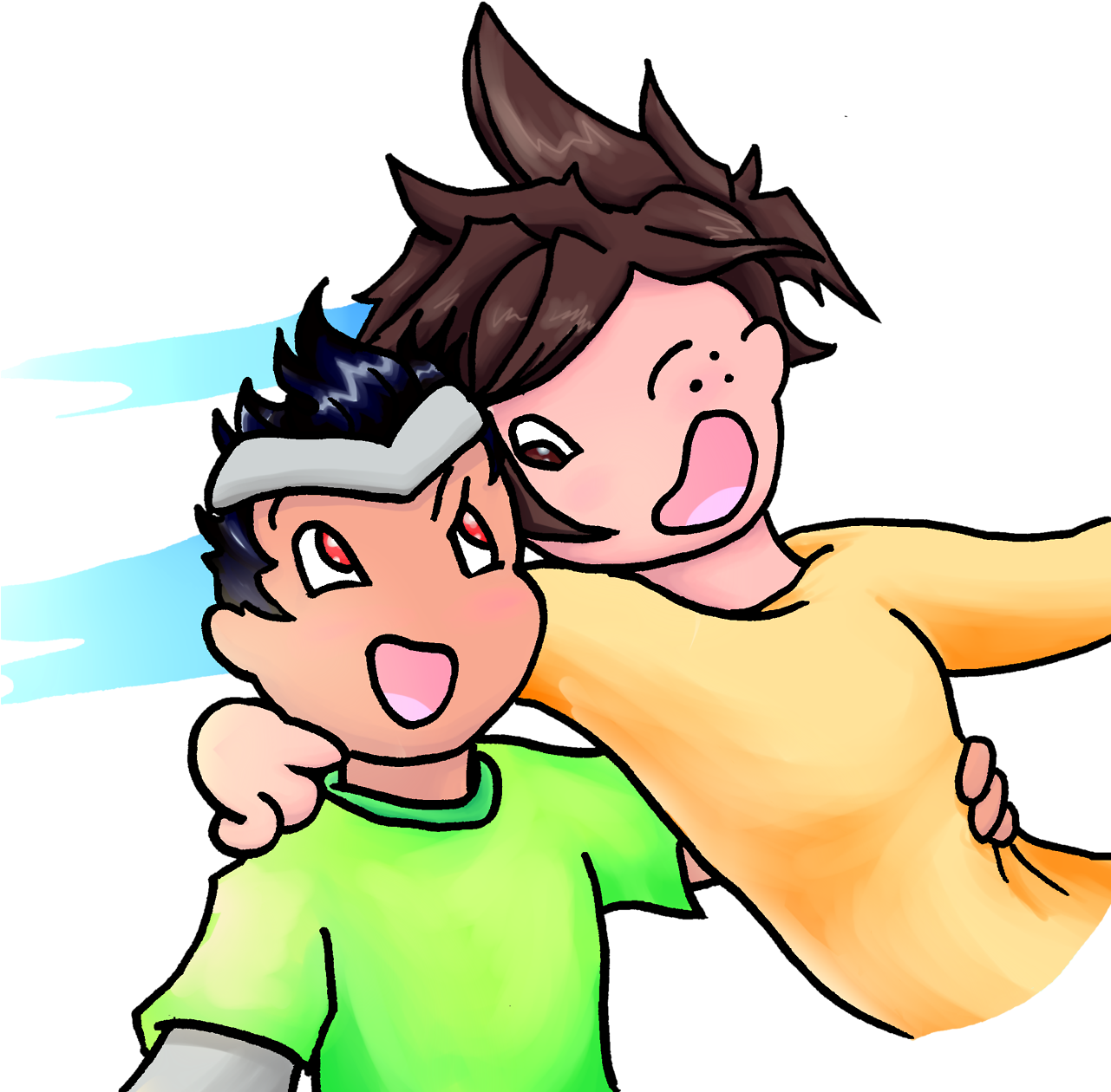 “tracer And Genji Are Friends Colorvember - Cartoon (1280x1268), Png Download