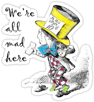 Mad Hatter Tea Party T-shirt Stickers By Simpsonvisuals - Alice In Wonderland Original Illustrations Mad Hatter (375x360), Png Download