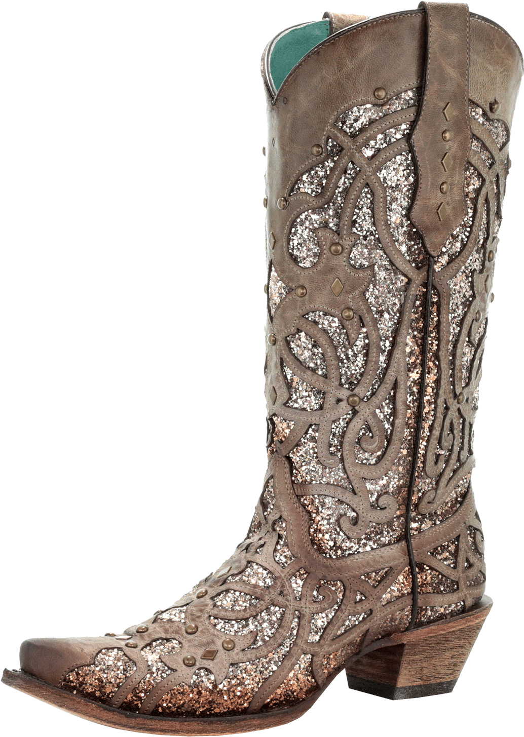 Corral Brown Glitter Boots (1084x1500), Png Download