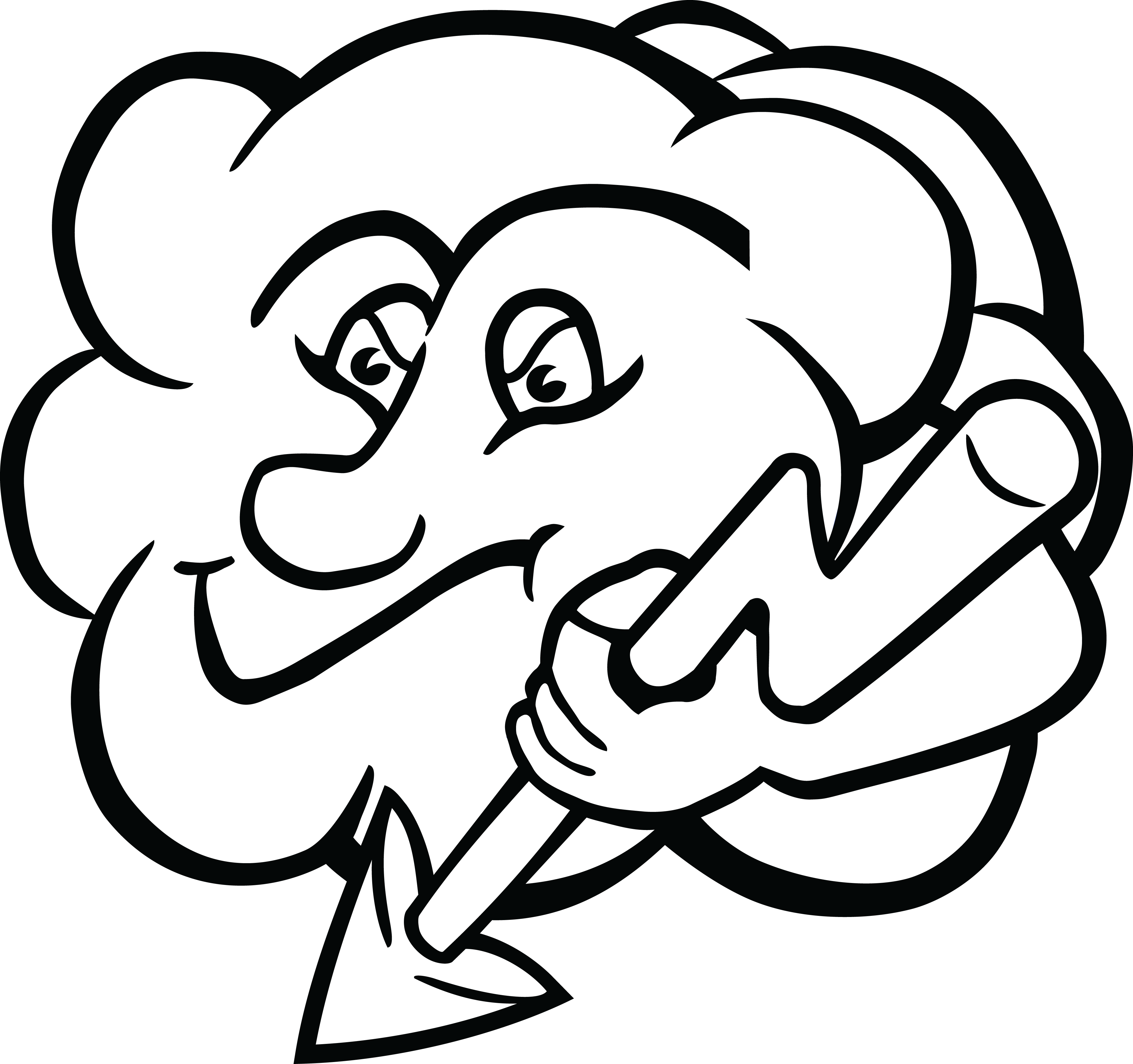 Free Clipart Of A Cloud Character Holding A Lightning - Clip Art (4000x3756), Png Download