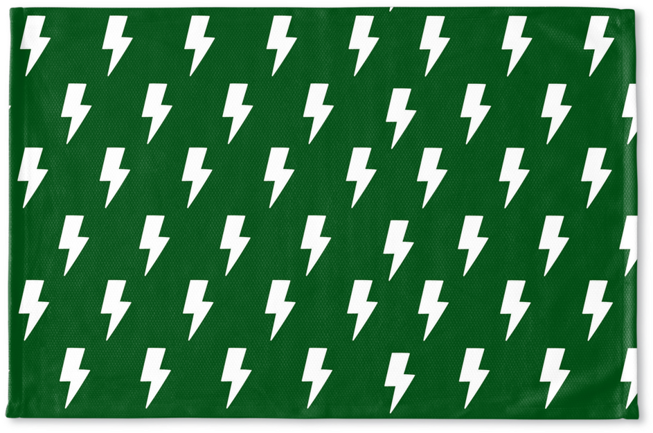 White Lightning Bolts On Green Floormat - Blanket (1024x713), Png Download