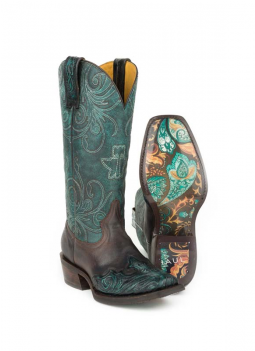 Tin Haul My Blue Heaven Square Toe Cowgirl Boots - Tin Haul Ladies My Blue Heaven W/ Paisley Sole (350x350), Png Download