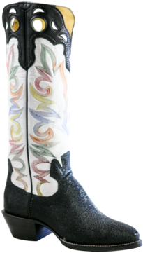 2) Black Stingray Boots With Rainbow Variegated Stitching - Cowboy Boot (320x480), Png Download