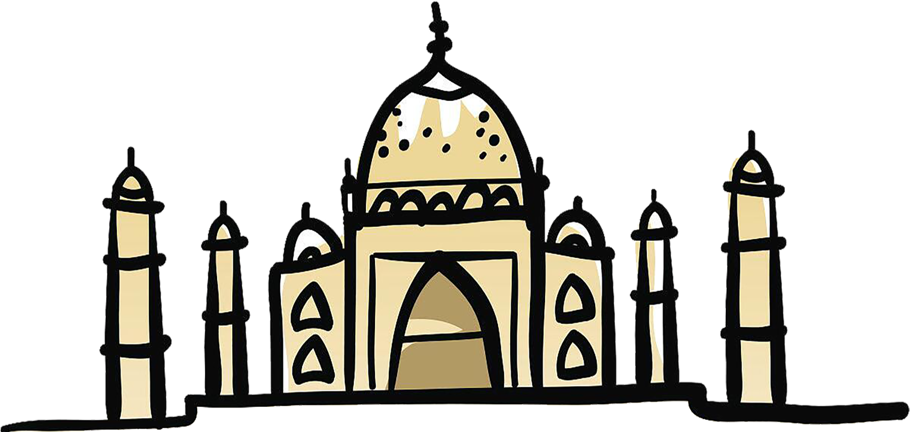 Banner Freeuse Stock Taj Mahal Grave Illustration Mourn - Taj Mahal Cartoon Png (1873x889), Png Download