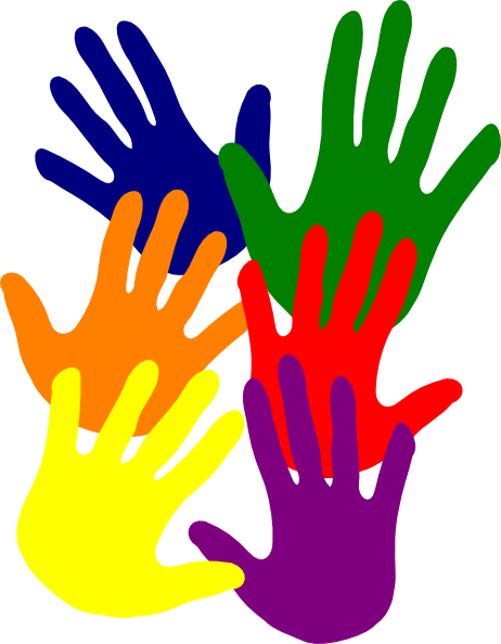 Volunteer Hands Help - Colorful Hands Clip Art (462x594), Png Download