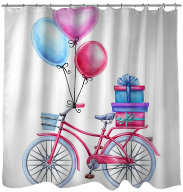 Watercolor Illustration, Bicycle, Balloons, Gift Boxes, - Watercolor Painting (400x400), Png Download