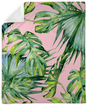 Seamless Watercolor Illustration Of Tropical Leaves, - Carta Da Parati Tropicale (400x400), Png Download