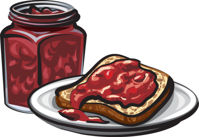 Breakfast Clipart Jam - Cartoon Jam On Toast (639x440), Png Download