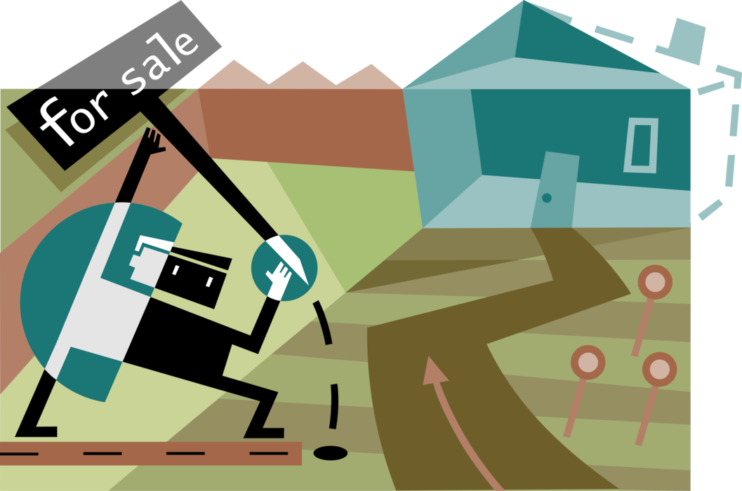 Vector Illustration Of Residential Real Estate Agent - Graphic Design (1057x700), Png Download