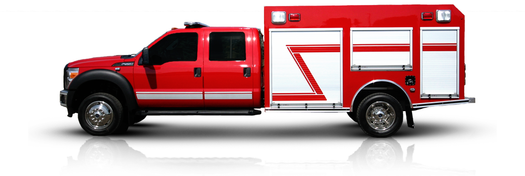 Firetruck Clipart Van Fire - Fire Truck Side View Png (1041x450), Png Download