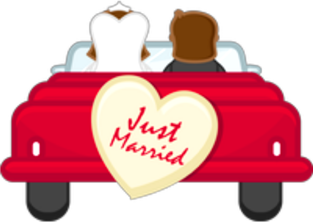 Ftestickers Car Couple Love Wedding Justmarried Clipart - Just Married Couple Cartoon (1024x1024), Png Download