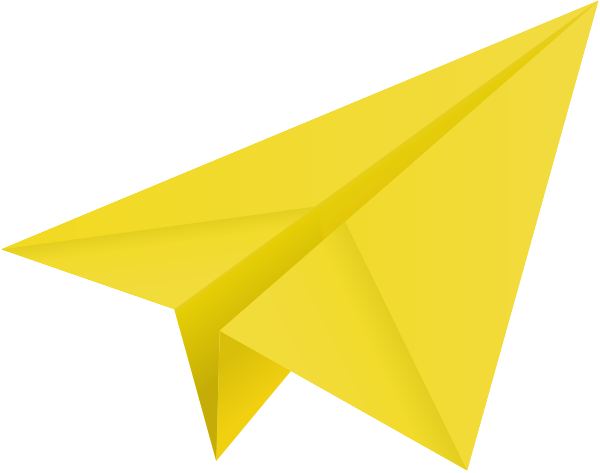 Paper Plane Yellow - Yellow Paper Airplane Vector (600x473), Png Download