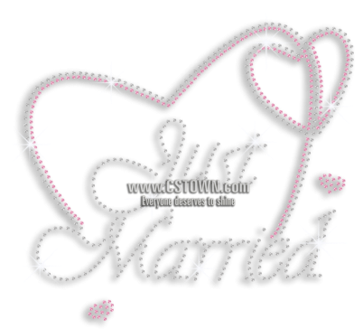 Cute Just Married With Heart Iron-on Rhinestone Transfers - Heart (450x450), Png Download