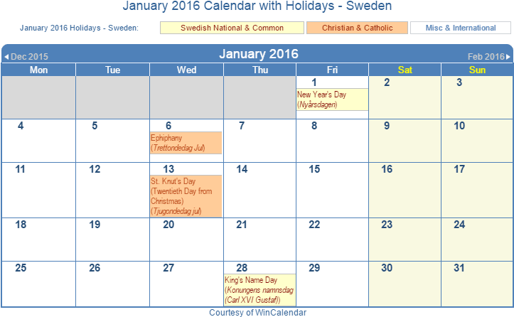 January 2016 Calendar With Swe Holidays - Number (728x457), Png Download