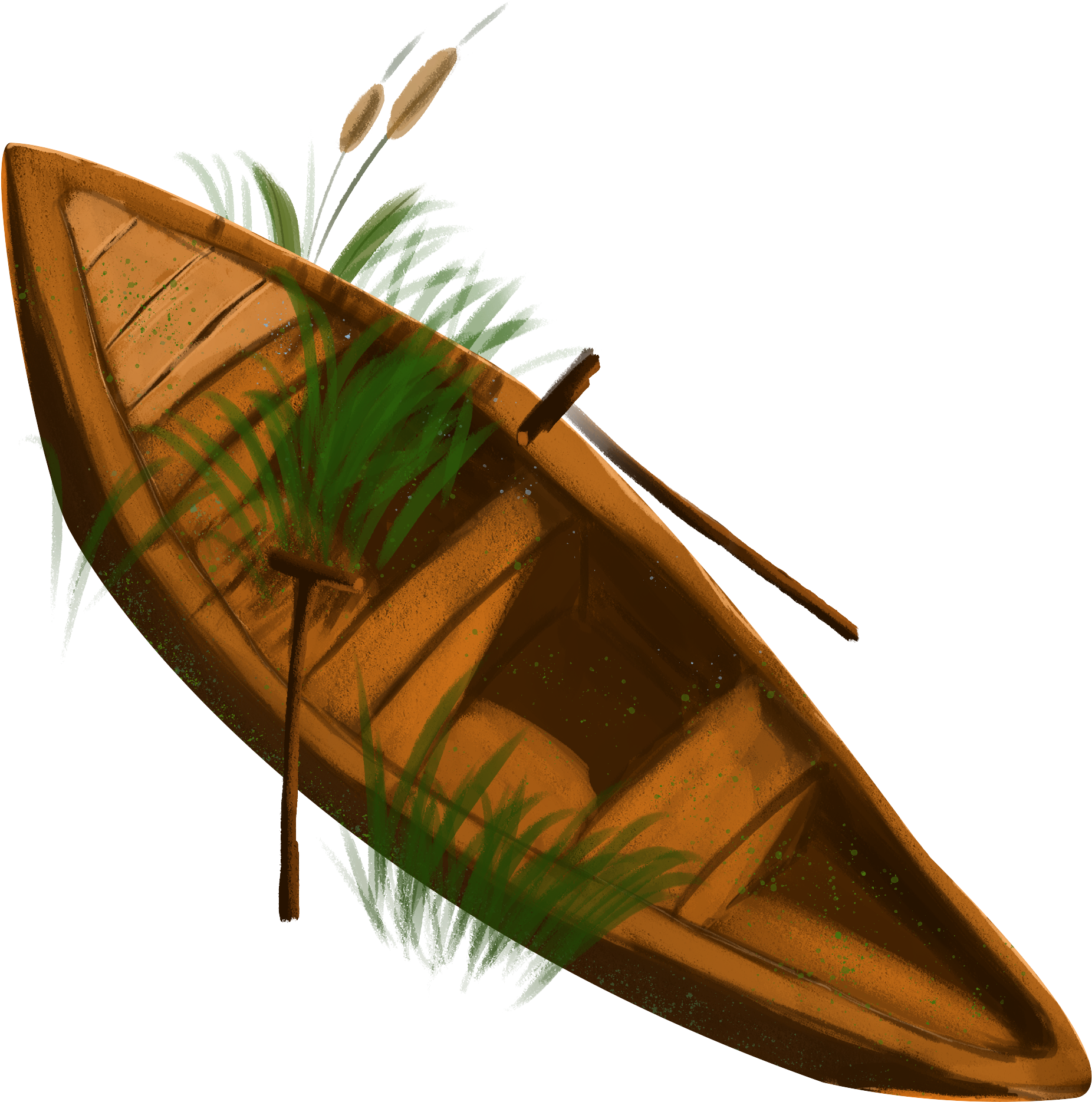 Hand Drawn Cartoon Wood Boat Png And Psd - Surfboard (2000x2000), Png Download