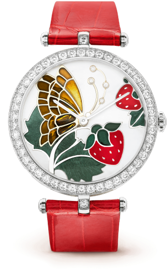 Lady Arpels Papillon Rouge Gourmand Watch, Enamel - Van Cleef & Arpels (620x620), Png Download