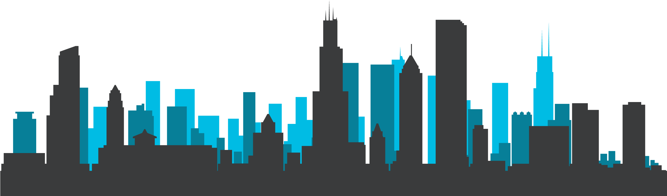 Chicago Skyline Silhouette - Chicago Skyline Silhouette Free Download (2560x1080), Png Download