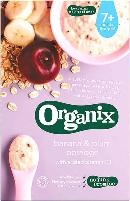 Banana & Plum Porridge - Organix Baby Food 6 Months (900x660), Png Download